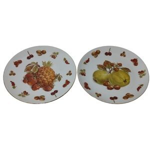 Vintage HMS Royal Hanover plates Fruit Gold Trim Germany Salad Dessert 1950s SEE